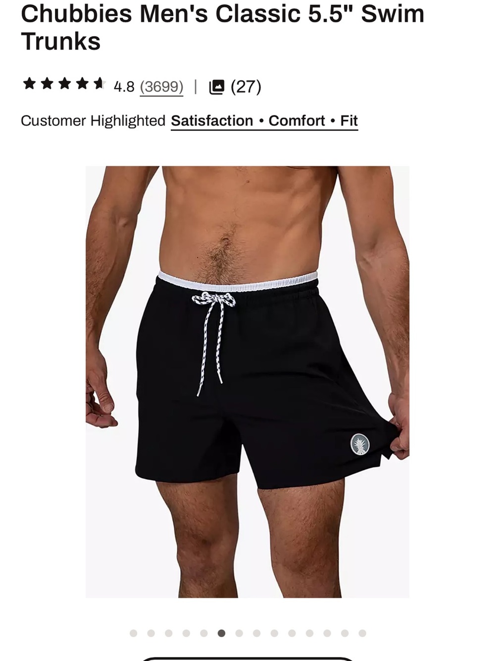 Chubbies The Capes 5.5-Inch Swim Trunks Black Large